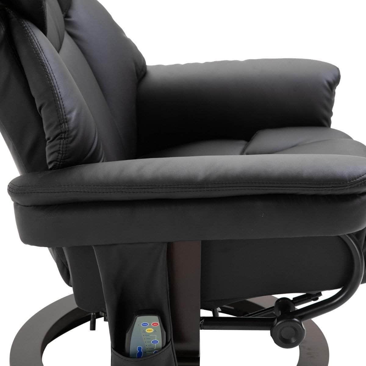 10 Vibration Point Massage Reclining Chair and Ottoman in Faux Leather - Available in 2 Colours