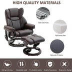 10 Vibration Point Massage Reclining Chair and Ottoman in Faux Leather - Available in 2 Colours