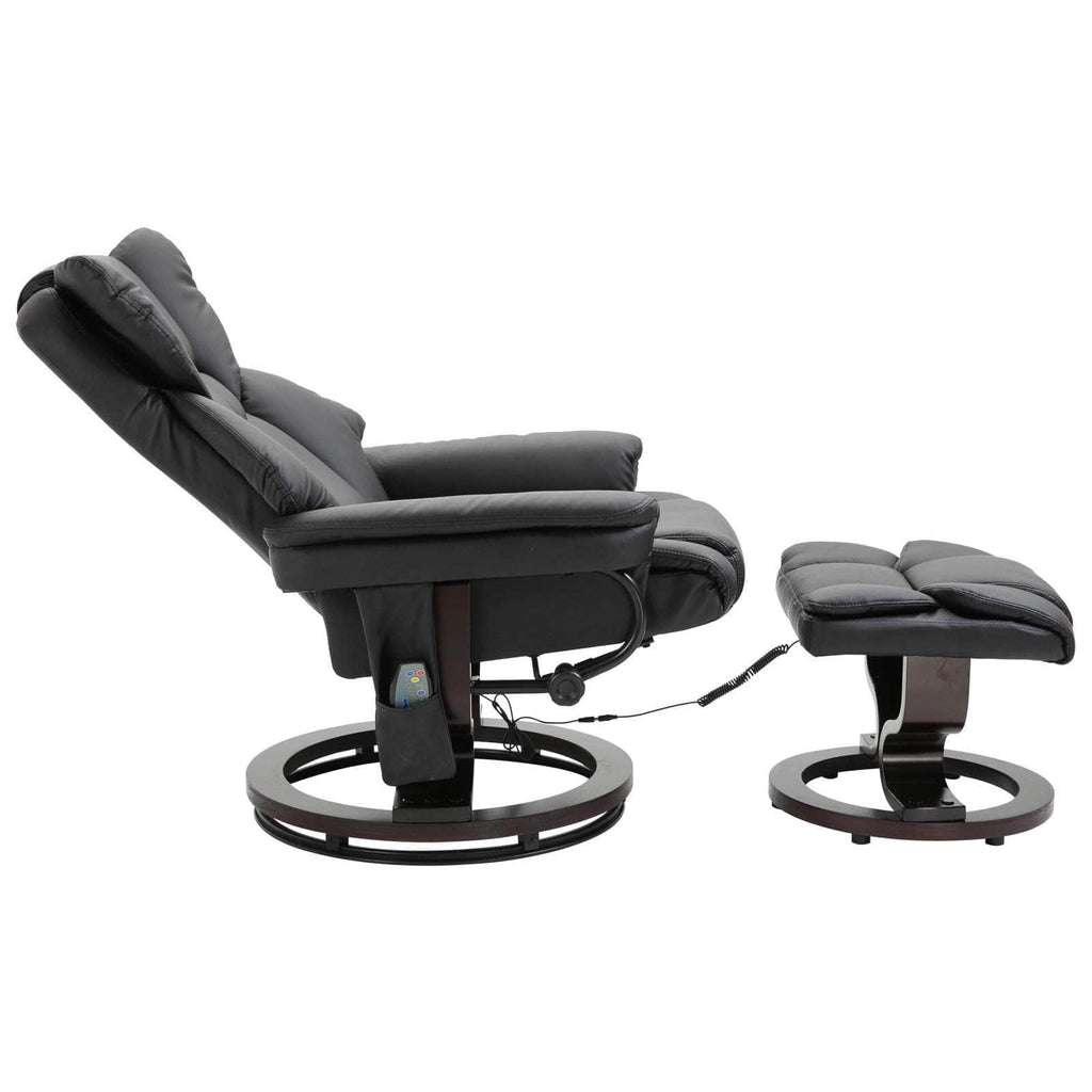 10 Vibration Point Massage Reclining Chair and Ottoman in Faux Leather - Available in 2 Colours
