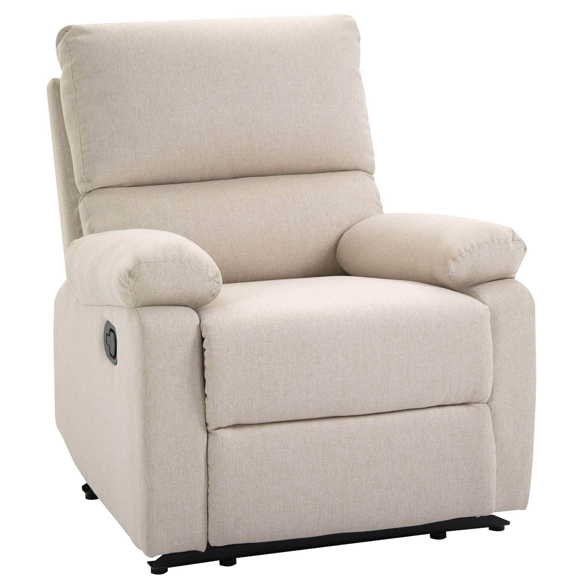 Linen Reclining Chair with Plush Padded Back - Available in 2 Colours