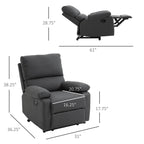 Pending - Aosom Reclining Armchair Single Recliner Sofa Lounge Linen Fabric Manual Adjustable Reclining Armchair with Padded Back for Home Theater Living Room  - Available in 2 Colours
