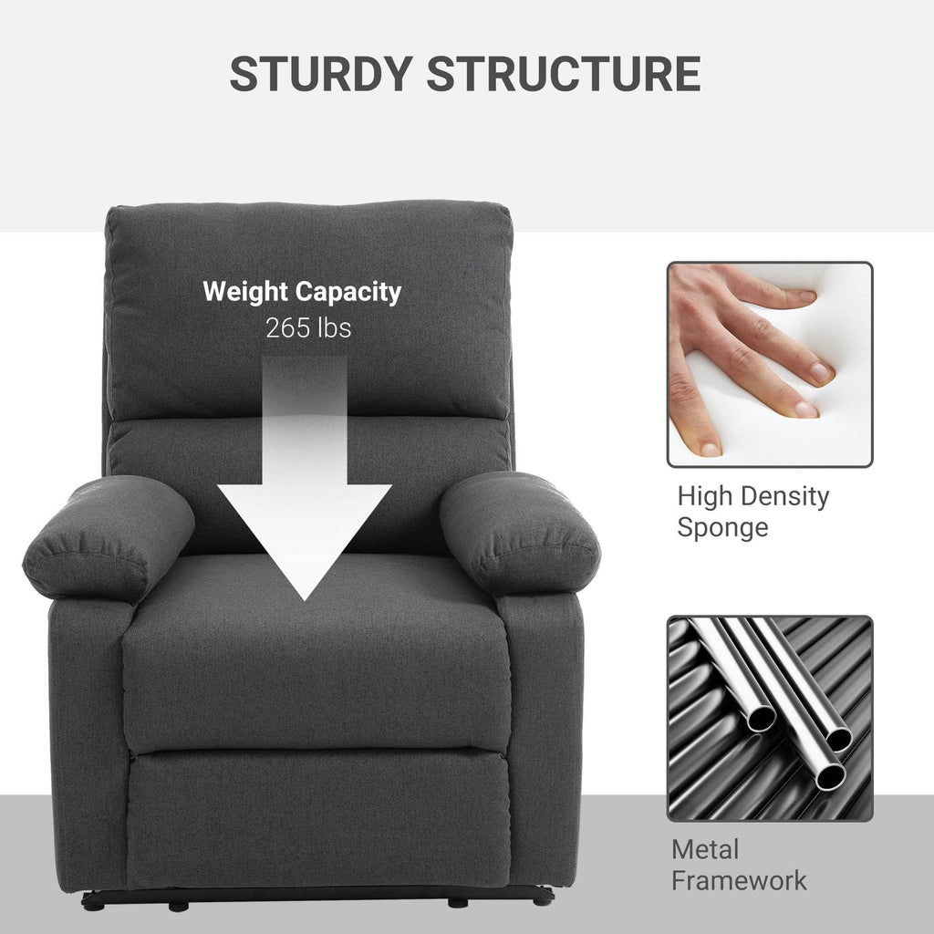 Pending - Aosom Reclining Armchair Single Recliner Sofa Lounge Linen Fabric Manual Adjustable Reclining Armchair with Padded Back for Home Theater Living Room  - Available in 2 Colours