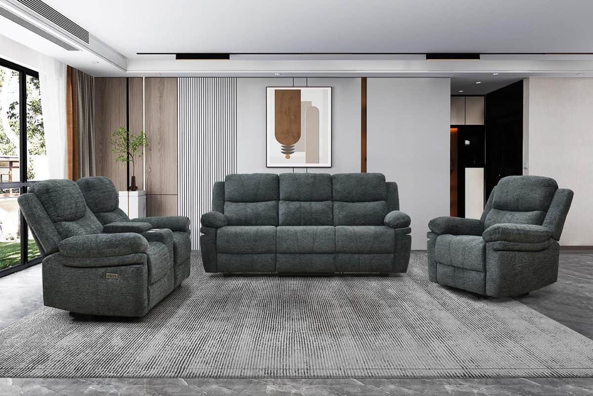 Thea 3 Piece Power Reclining Sofa, Loveseat and Chair Set - Available in 2 Colours