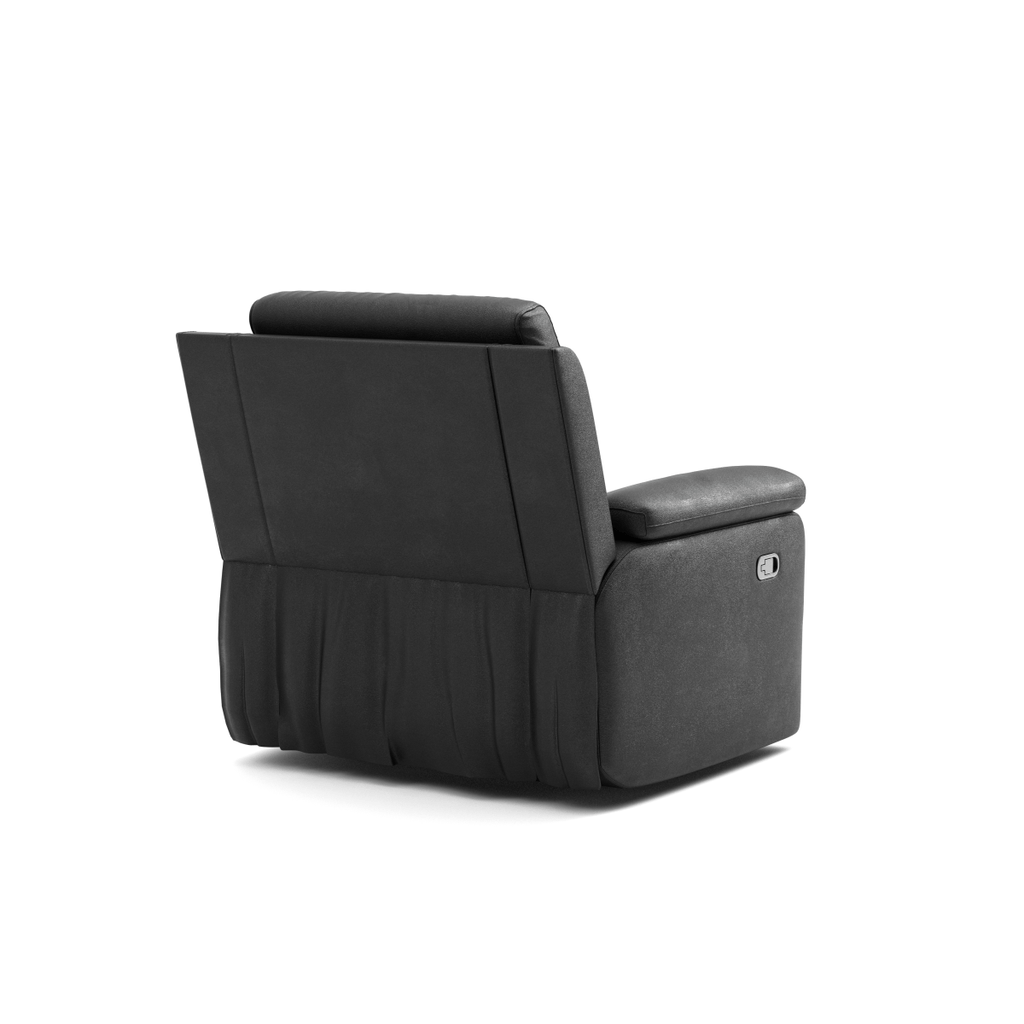 Nelson 39.17" Reclining Chair in Black Leather
