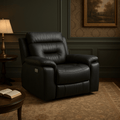 Nelson 39.17" Reclining Chair in Black Leather