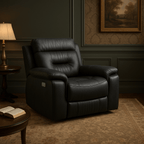 Nelson 39.17" Reclining Chair in Black Leather