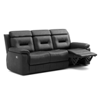 Nelson 3 Piece Reclining Sofa, Loveseat and Chair Set in Black Leather