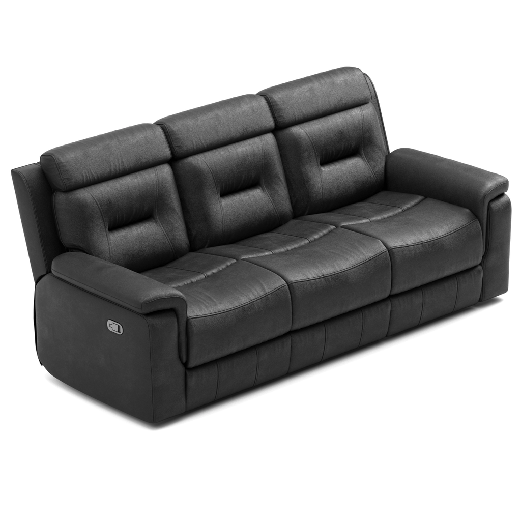 Nelson 3 Piece Reclining Sofa, Loveseat and Chair Set in Black Leather