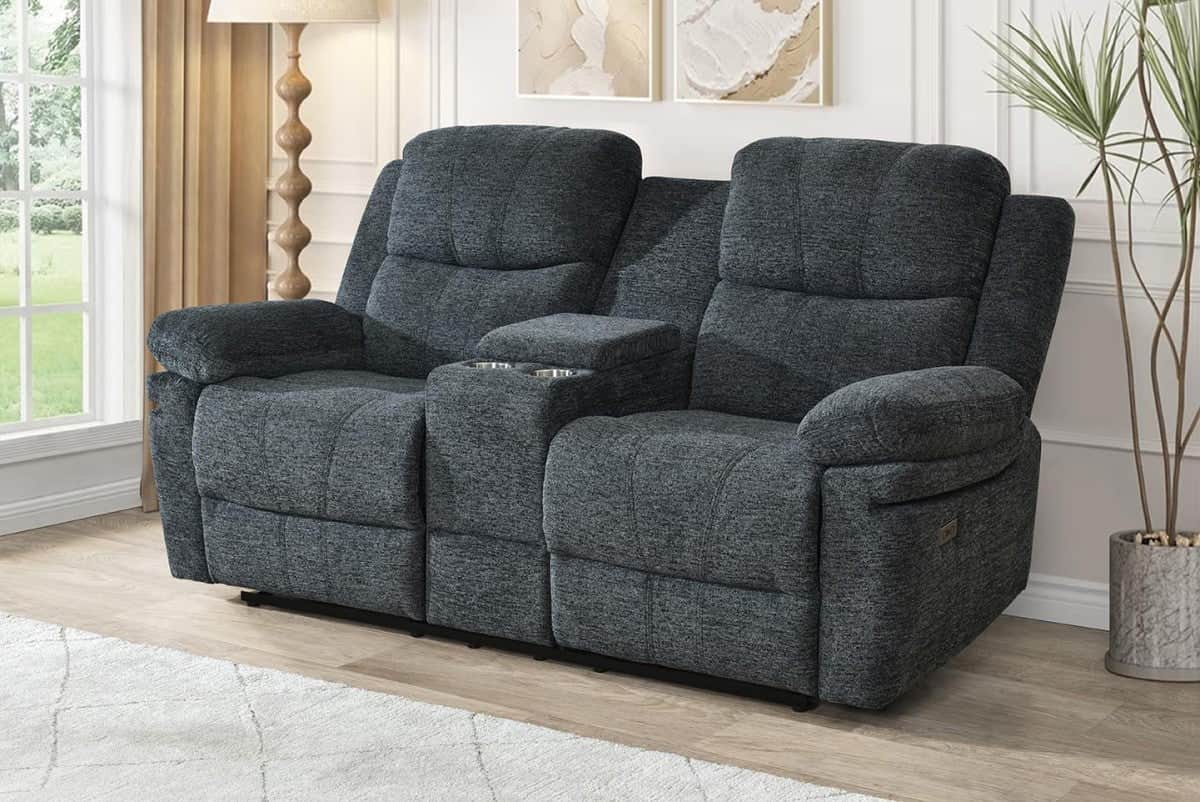 Thea 59" Power Reclining 2 Seater Loveseat with Storage Console - Available in 2 Colours