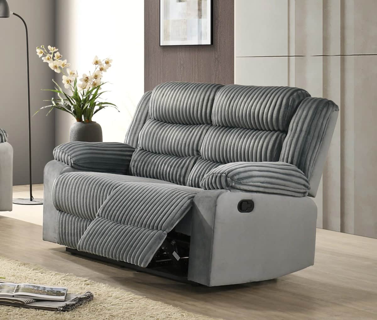 Romilly 60" Corduroy Recliner 2 Seater Loveseat - Available in 2 Colours