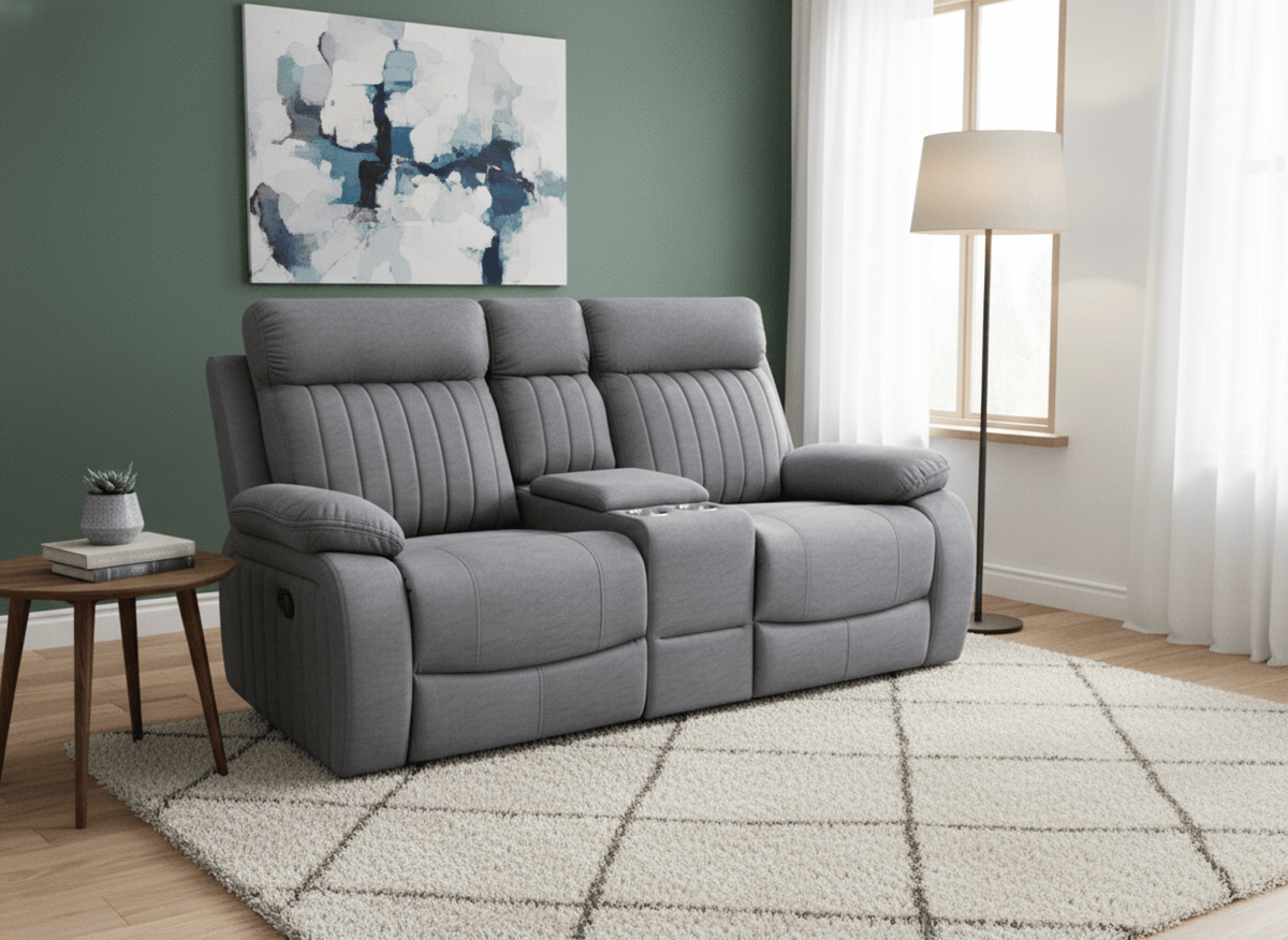 Elyse 71.3" Reclining 2 Seater Loveseat with Storage Console - Available in 2 Colours