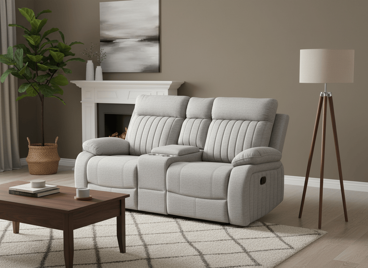 Elyse 71.3" Reclining 2 Seater Loveseat with Storage Console - Available in 2 Colours