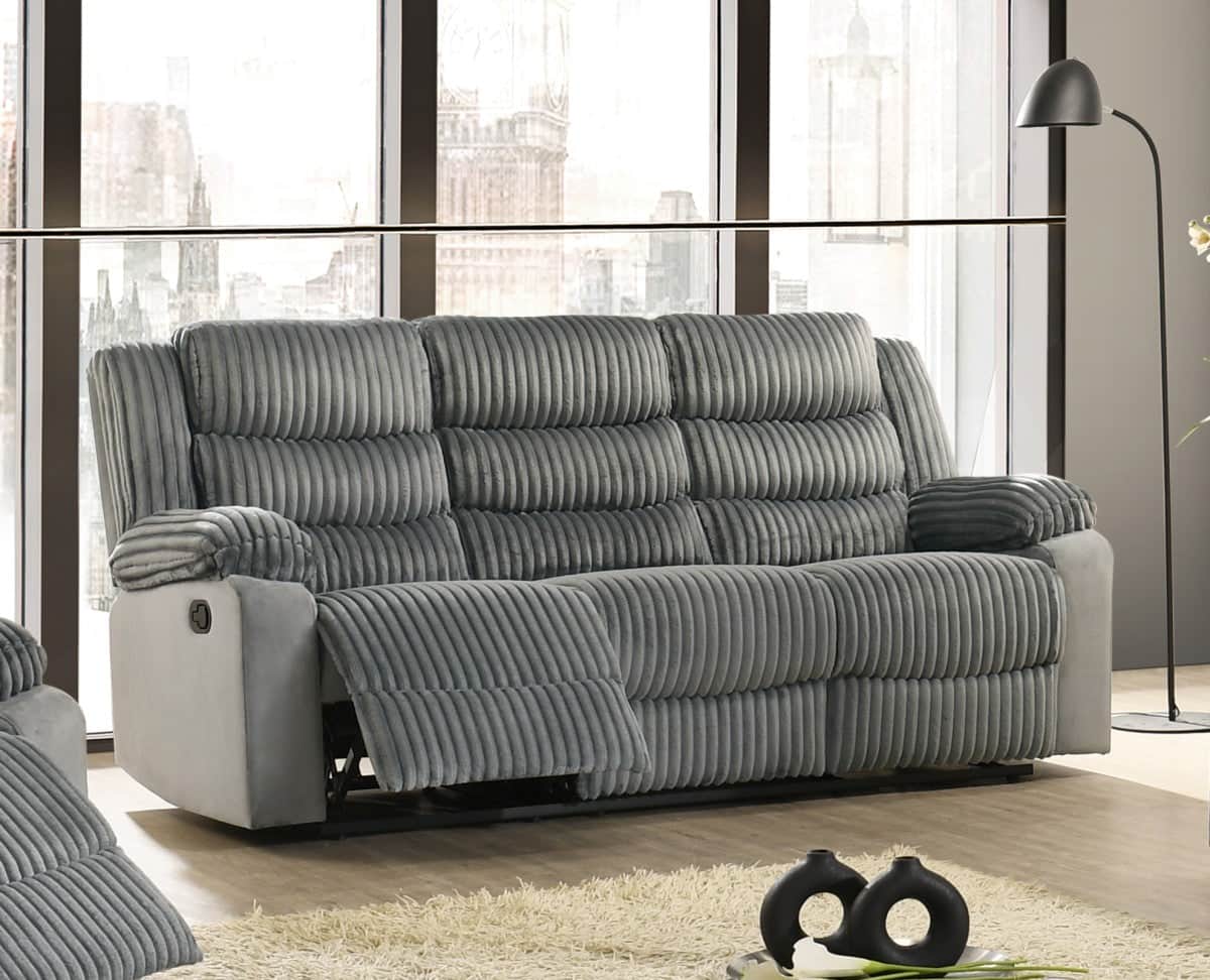 Romilly 82" Corduroy Reclining 3 Seater Sofa - Available in 2 Colours