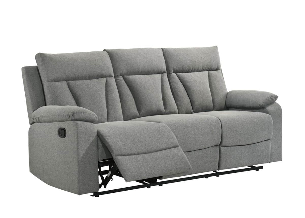 Makena 83" Reclining 3 Seater Sofa with Pull Down Tray and Cupholders in Grey