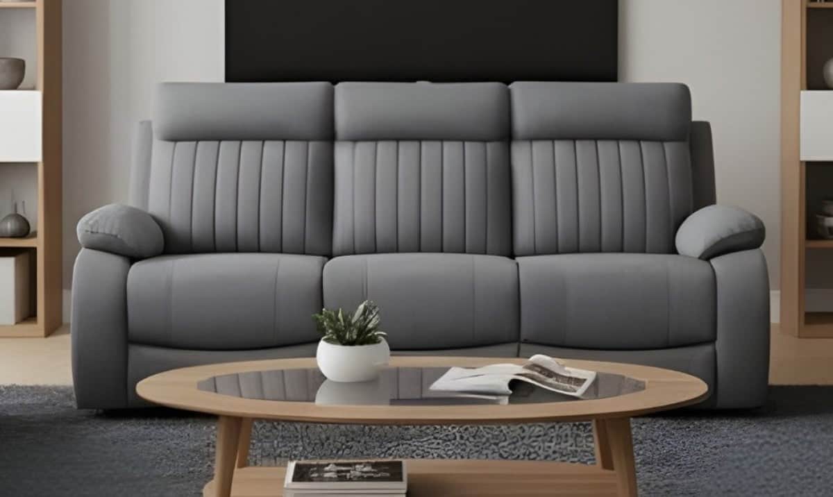 Elyse 82.7" Reclining 3 Seater Sofa with Pull Down Tray and Cupholders - Available in 2 Colours