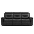 Nelson 87.01" Reclining 3 Seater Sofa in Black Leather