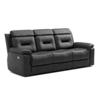 Nelson 87.01" Reclining 3 Seater Sofa in Black Leather