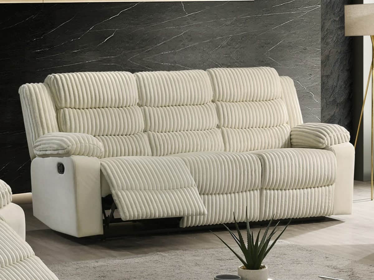 Romilly 82" Corduroy Reclining 3 Seater Sofa - Available in 2 Colours