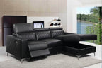 Morris Power Reclining Sectional Sofa with Storage Chaise in Black Faux Leather - Available in 2 Configurations
