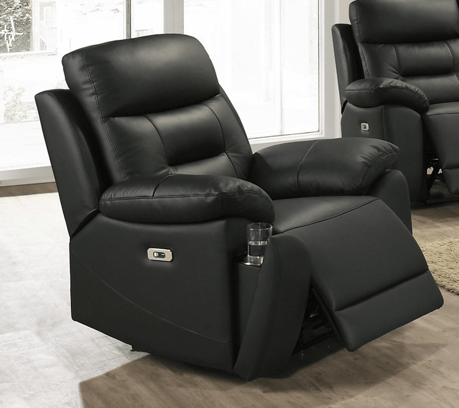 Pending - IFDC Midnight Black Calloway Power Recliner Chair - Available in 3 Colours