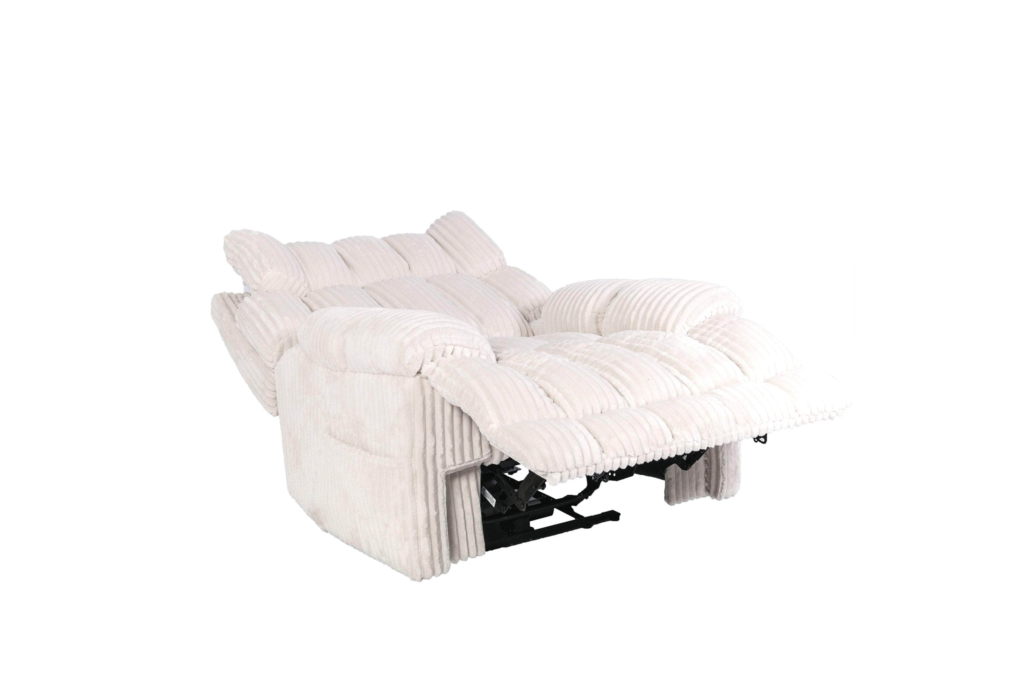 Halton Fabric Power Recliner Chair with Adjustable Headrest Wings in Creme