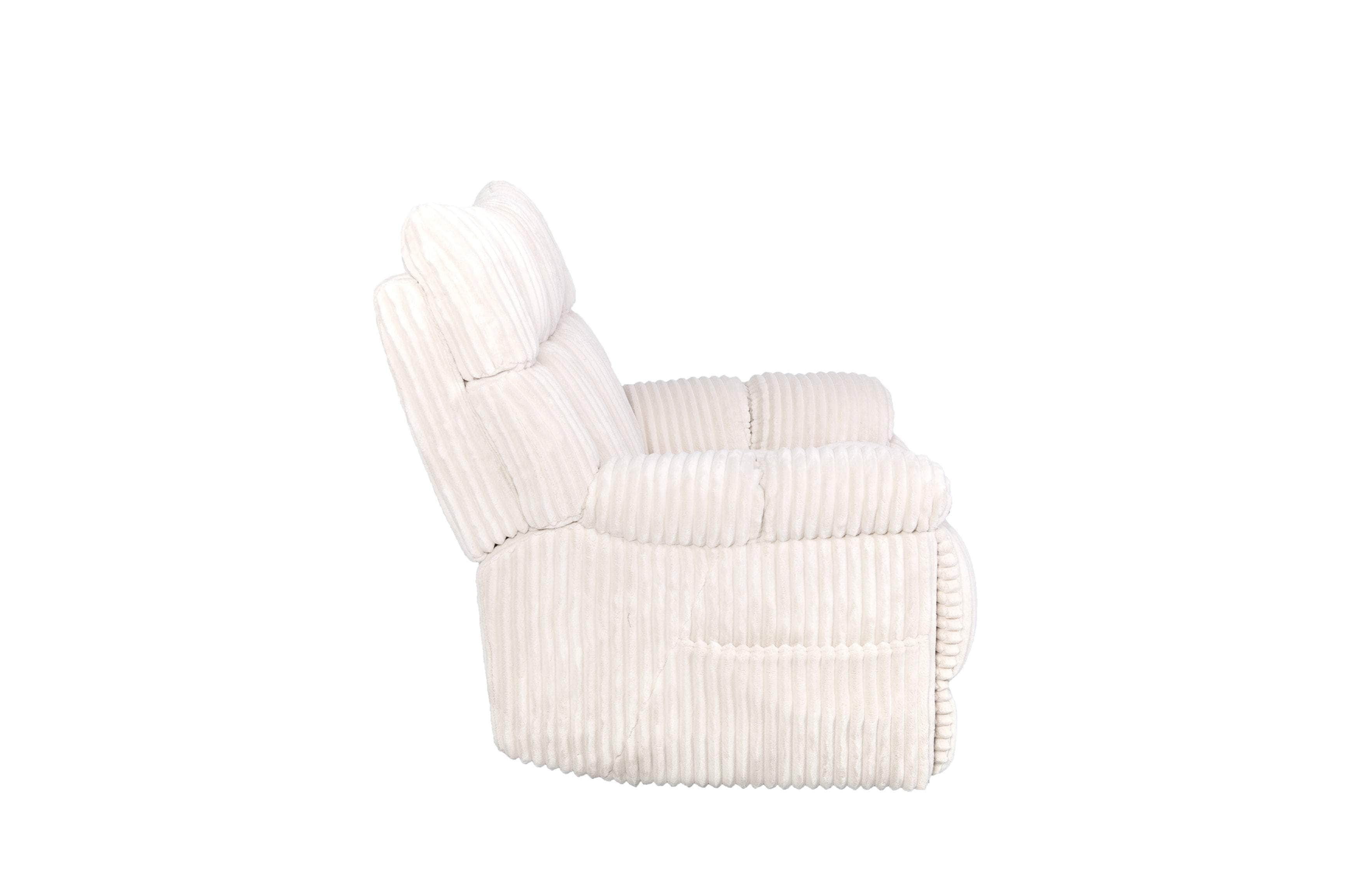 Halton Fabric Power Recliner Chair with Adjustable Headrest Wings in Creme