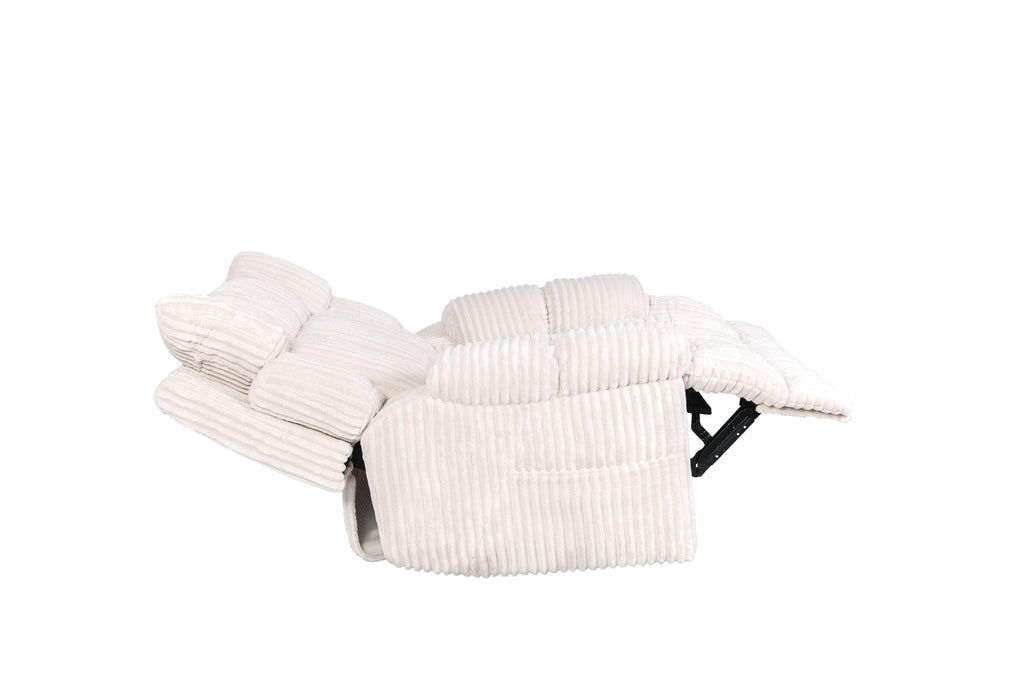 Halton Fabric Power Recliner Chair with Adjustable Headrest Wings in Creme