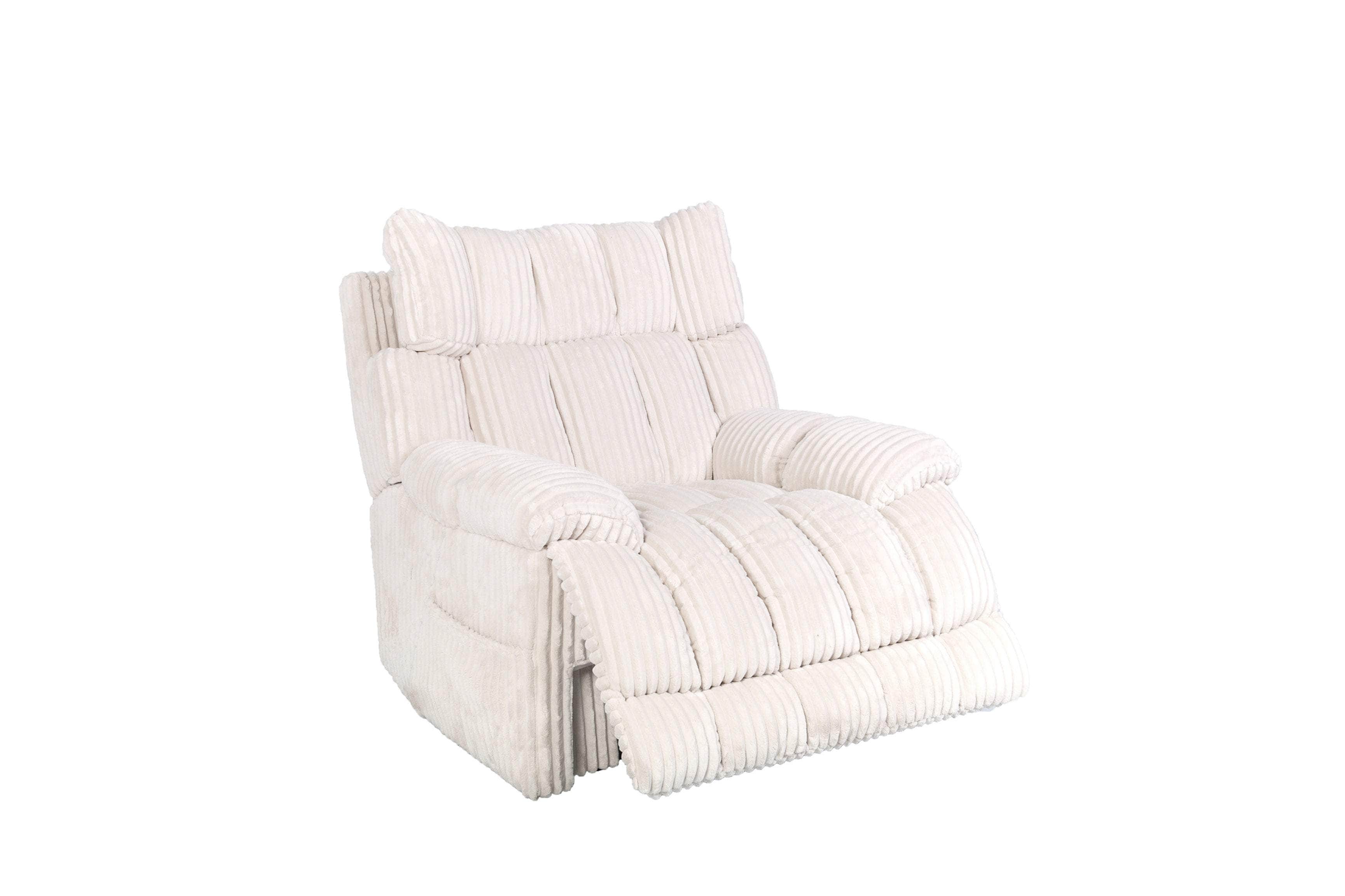 Halton Fabric Power Recliner Chair with Adjustable Headrest Wings in Creme