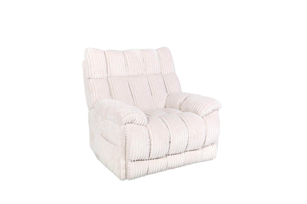 Halton Fabric Power Recliner Chair with Adjustable Headrest Wings in Creme
