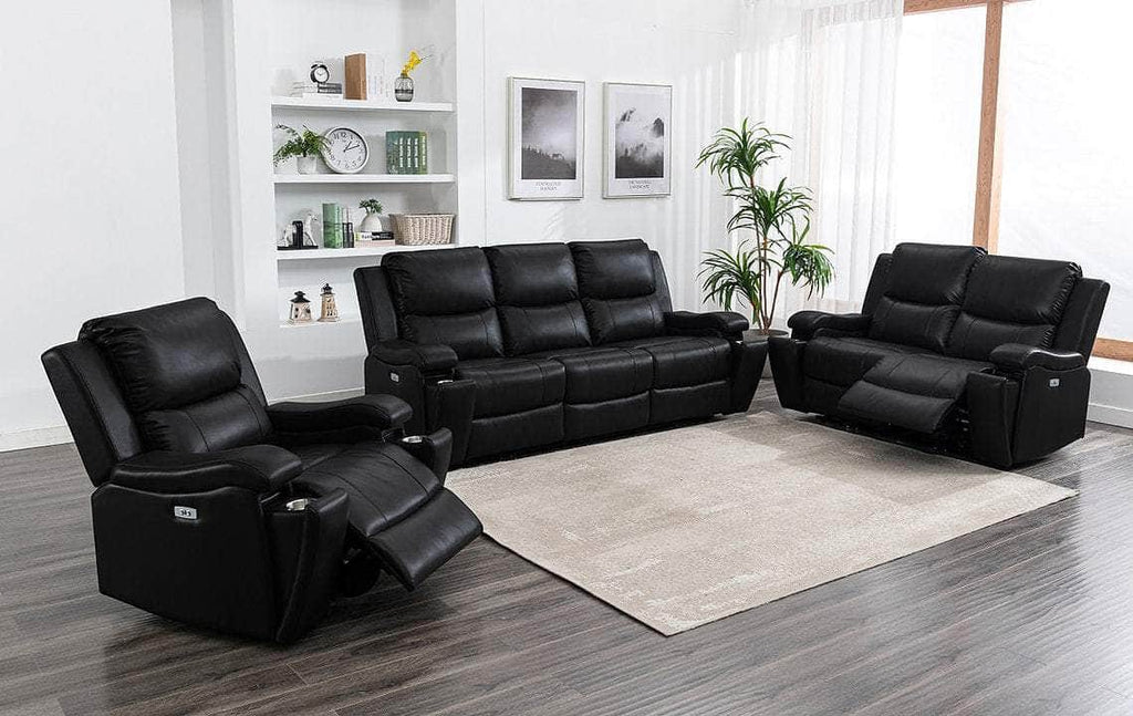 Mississauga Black Leather Gel Power Recliner Living Room Collection