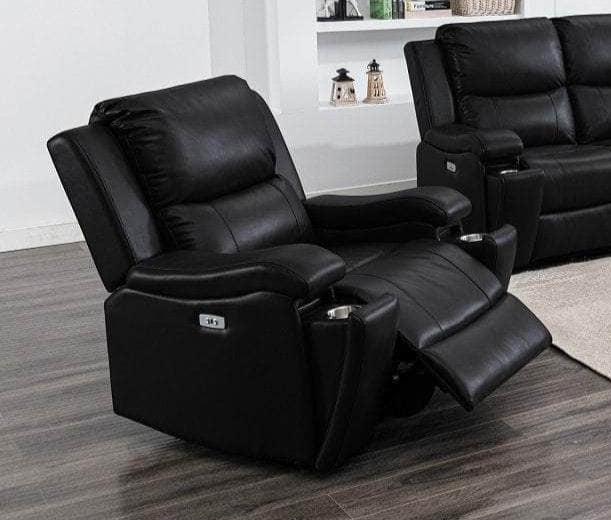 Mississauga Black Leather Gel Power Recliner Living Room Collection