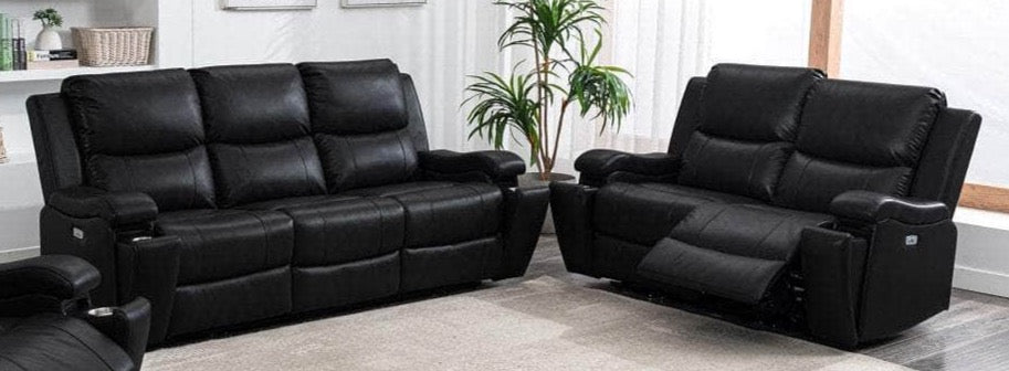 Mississauga Black Leather Gel Power Recliner Living Room Collection