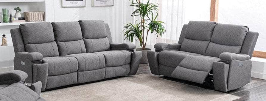 Mississauga Grey Fabric Power Recliner Living Room Collection