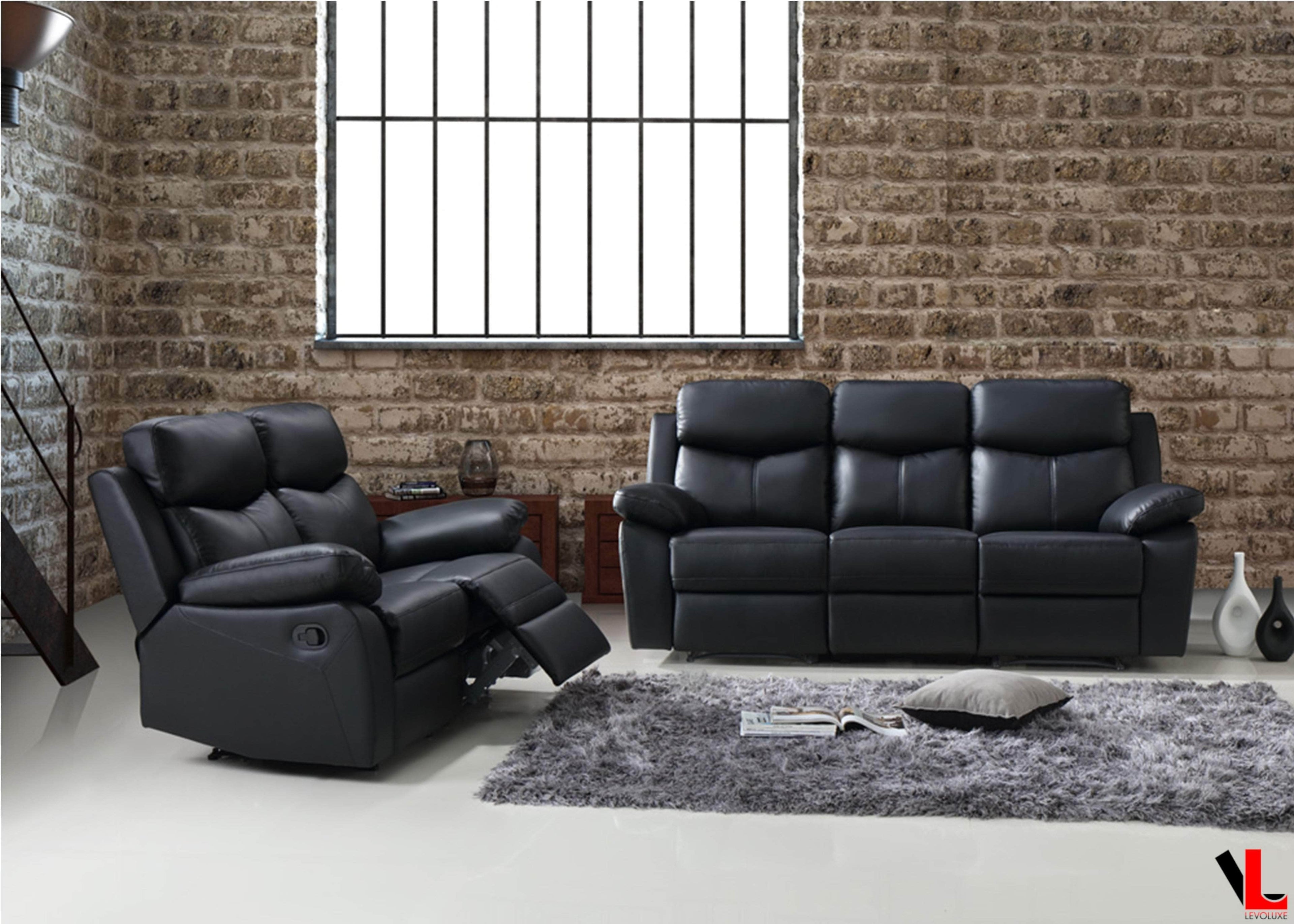 Aveon 2 Piece Pillow Top Arm Reclining Sofa and Loveseat Set in Leather Match - Available in 2 Colours