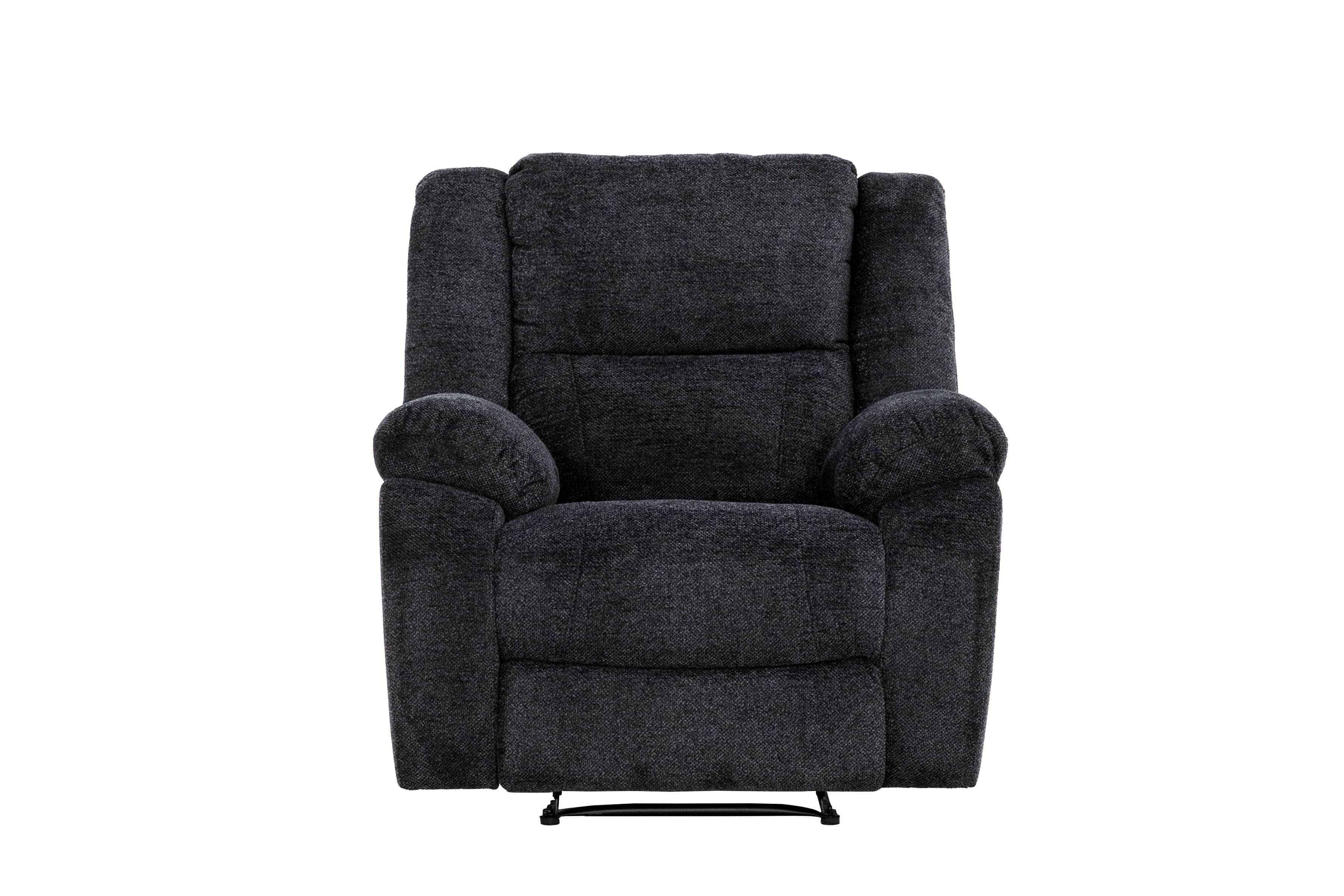 Arthur Pillow Top Arm Rocker Reclining Chair in Dark Grey